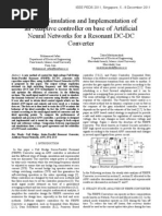 Design, Simulation and Implementation of An Adaptive Controller On Base of Artificial Neural Networks For A Resonant DC-DC Converter