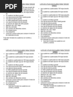 Lista de Utiles Escolares para Tercer Grado