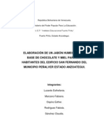 Elaboración de Un Jabón Humectante A Base de Chocolate y Miel para Los Habitantes Del Edificio San Fernando Del Municipio Peñalver Estado Anzoategui.