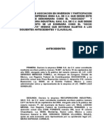 Convenio de Asociacion en Inversion y Participacion Entre Las Empresas Idima S