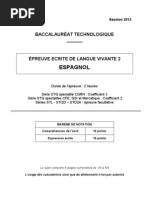 Bac Techno 2013 LV2 Espagnol