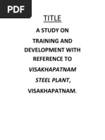 A Study On Training and Development With Visakhapatnam Steel Plant