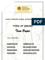 Term Paper: Types of Errors