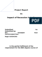 Project Report On Impact of Recession in India