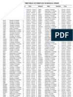 October 2012 Timetable Module Order