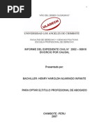 Modelo de Informe de Expediente DIVORCIO POR CAUSAL - Optar Titulo Profesional de Abogado