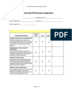 Culinary Arts Performance Appraisal