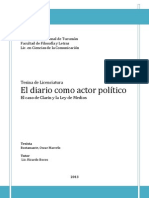 El Diario Como Actor Político. El Caso de Clarín y La Ley de Medios