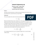 Specific Energy and Critical Flow