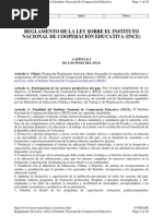 Reglamento de La Ley Sobre El Instituto Nacional de Cooperacion Educativa (INCE)