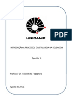 INTRODUÇÃO A PROCESSOS E METALURGIA DA SOLDAGEM - Unicamp