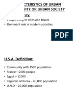 Characteristics of Urban Community or Urban Society