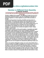 BATESON - Number Is Different From Quantity