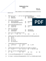 Mathematics Test: Class IX Time: 1 HR Total Marks