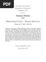 Tatiana Shubin: Colloquium Series