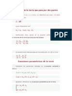 Ecuación de La Recta Que Pasa Por Dos Puntos