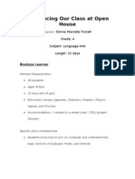 Introducing Our Class at Open House:: Donna Marcella Purcell Grade: 4 Subject: Language Arts Length: 15 Days