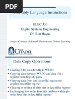 Assembly Language Instructions: ELEC 330 Digital Systems Engineering Dr. Ron Hayne