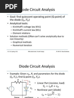 Diode Circuit Analysis: - Goal: Find Quiescent Operating Point (Q-Point) of The Diode (,) - Analytical Tools