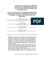 Caracterización de Los Minerales Auríferos de La Zona Minera de San Pedro Frío (Bolívar-Colombia), para La Selección de Los Procesos de Extracción