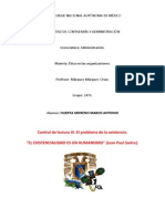 Control de Lectura III. El Existencialismo Es Un Humanismo (Sartre)