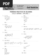 1ra Practica de Algebra Verano UNI