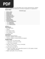 Medication: Captopril (Capoten) Is An ACE Inhibitor and A Common Antihypertensive. Captopril Generic Name Contents (Hide)