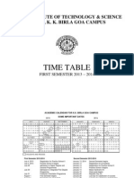 Timetable First Semester