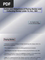 Duties and Obligations of Paying Bankers and Collecting Bankers