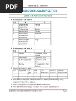 Biological Classification: Class Xi Important Questions