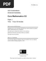 Core Mathematics C2: GCE Examinations Advanced Subsidiary