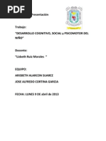 Desarrollo Cognitivo Social y Psicomotor Del Niño Trabajo Terminado