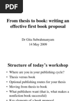 From Thesis To Book: Writing An Effective First Book Proposal