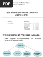 Tipos de Intervenciones en Desarrollo Organizacional