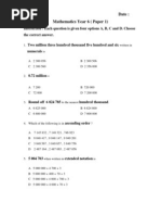 Math Mid Year 6 Paper 1 2012