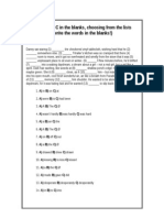 I) Write A, B or C in The Blanks, Choosing From The Lists Below (Do Not Write The Words in The Blanks!)