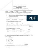 Examen Matematicas 1er Grado II Momento