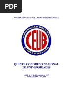 Quinto Congreso Nacional de Universidades: Comité Ejecutivo de La Universidad Boliviana