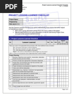 Lessons Learned Checklist Template