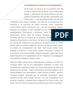 Principales Ordenes Religiosas y Su Aporte A La Evangelización