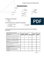 Questionnaire For Employee Satisfaction Measurement