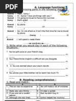 Exam (2) A-Language Functions: 1 - Supply The Missing Parts in The Following Dialogue