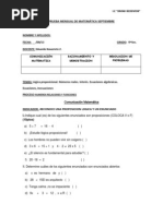 Examen de Matematica de El Mes de Septiembre Iep Divino