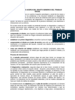 Comprenciones Acerca Del Objeto Generico Del Trabajo Social