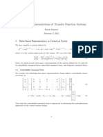 State Space Representation of Transfer Function Systems