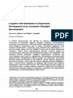 Cognitive Self-Statements in Depression, DP of The ATQ, Kendall