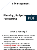 Sales Planning, Budgeting Forecasting