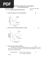 Automotive Electrical and Electronics Two Marks