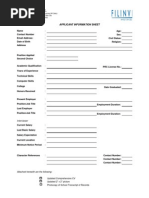 Applicants Information Sheet