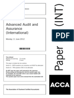 Advanced Audit and Assurance (International) : Monday 11 June 2012